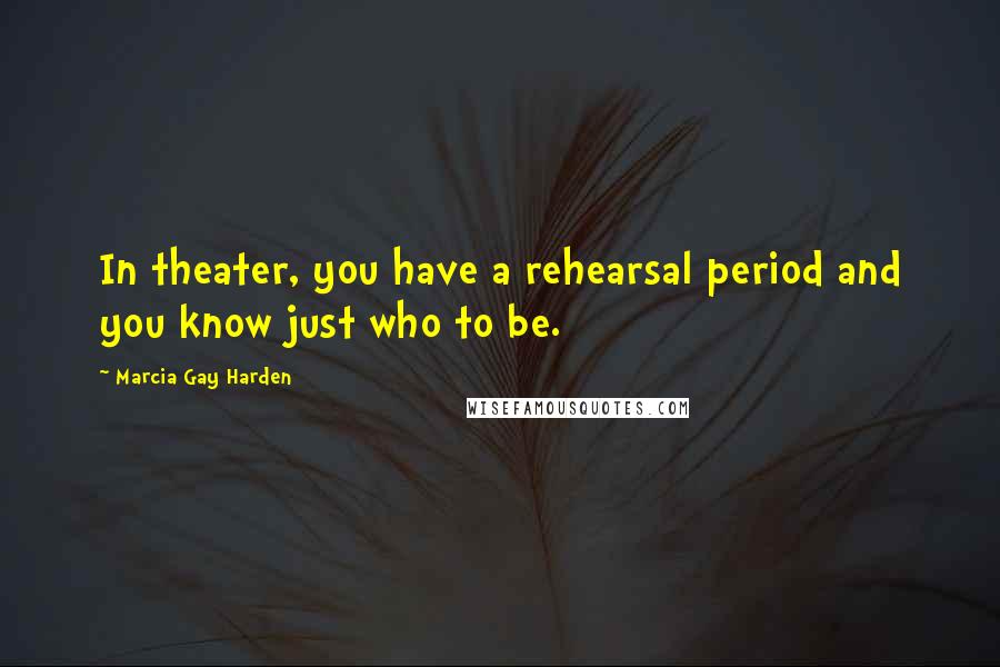 Marcia Gay Harden Quotes: In theater, you have a rehearsal period and you know just who to be.
