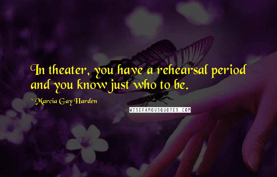 Marcia Gay Harden Quotes: In theater, you have a rehearsal period and you know just who to be.