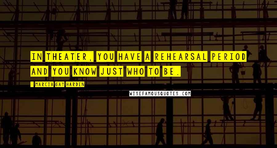 Marcia Gay Harden Quotes: In theater, you have a rehearsal period and you know just who to be.
