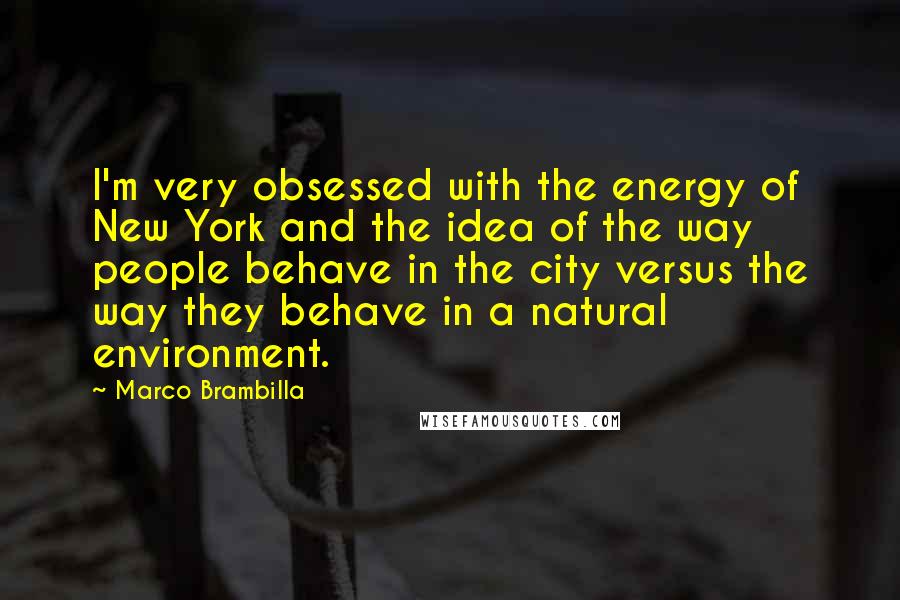 Marco Brambilla Quotes: I'm very obsessed with the energy of New York and the idea of the way people behave in the city versus the way they behave in a natural environment.