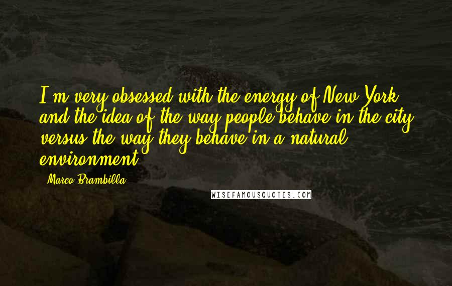 Marco Brambilla Quotes: I'm very obsessed with the energy of New York and the idea of the way people behave in the city versus the way they behave in a natural environment.