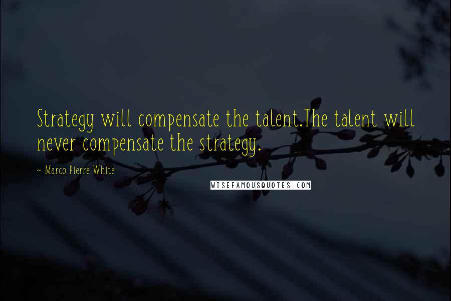 Marco Pierre White Quotes: Strategy will compensate the talent.The talent will never compensate the strategy.