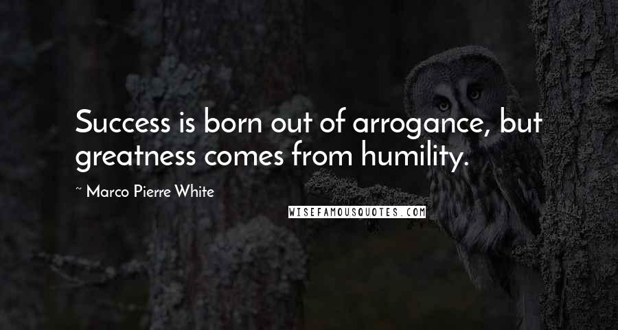 Marco Pierre White Quotes: Success is born out of arrogance, but greatness comes from humility.