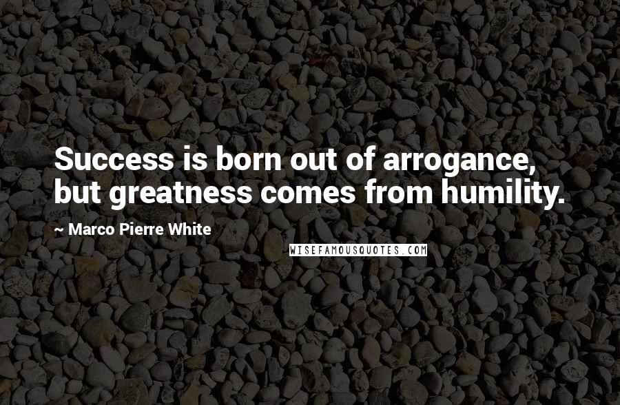 Marco Pierre White Quotes: Success is born out of arrogance, but greatness comes from humility.