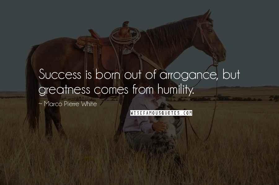 Marco Pierre White Quotes: Success is born out of arrogance, but greatness comes from humility.