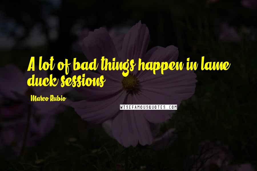 Marco Rubio Quotes: A lot of bad things happen in lame duck sessions.
