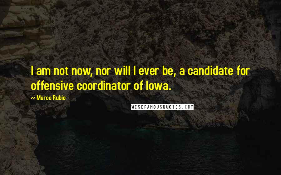 Marco Rubio Quotes: I am not now, nor will I ever be, a candidate for offensive coordinator of Iowa.