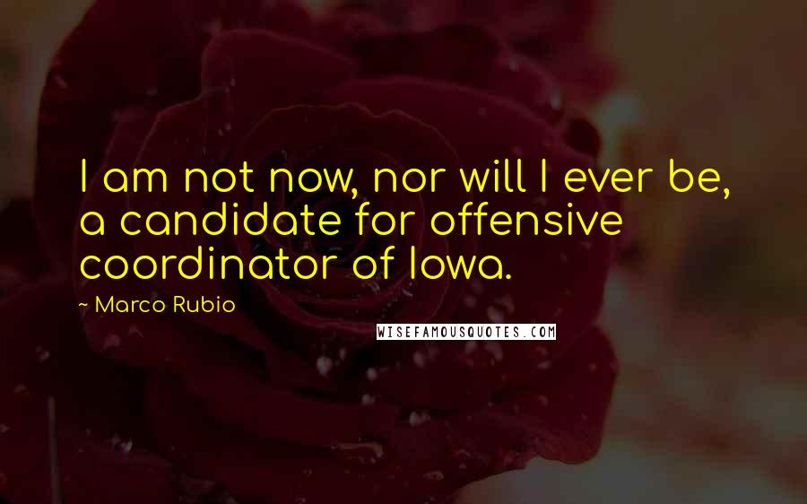 Marco Rubio Quotes: I am not now, nor will I ever be, a candidate for offensive coordinator of Iowa.
