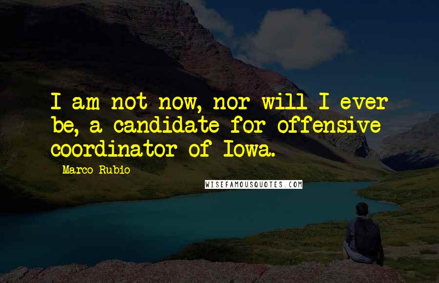 Marco Rubio Quotes: I am not now, nor will I ever be, a candidate for offensive coordinator of Iowa.