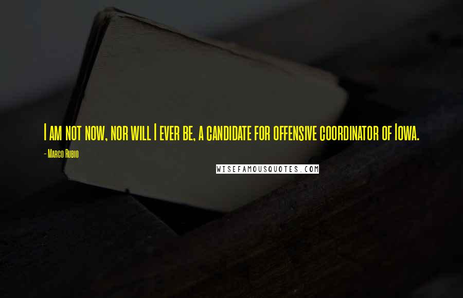 Marco Rubio Quotes: I am not now, nor will I ever be, a candidate for offensive coordinator of Iowa.