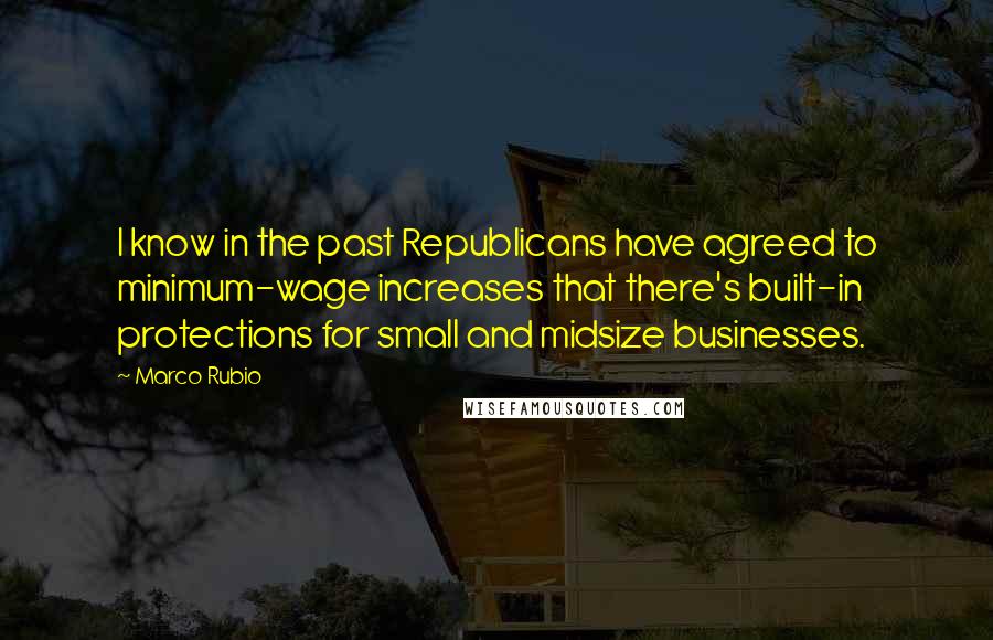 Marco Rubio Quotes: I know in the past Republicans have agreed to minimum-wage increases that there's built-in protections for small and midsize businesses.