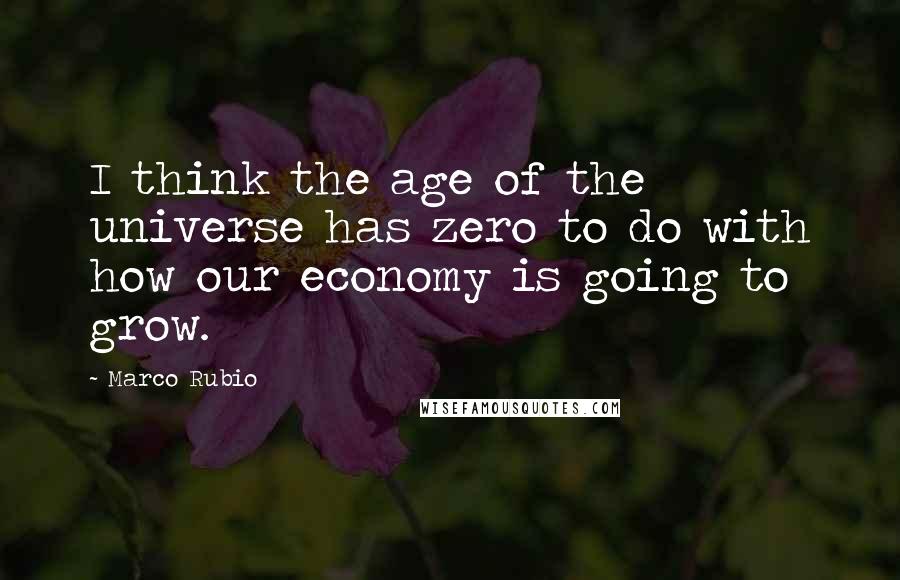 Marco Rubio Quotes: I think the age of the universe has zero to do with how our economy is going to grow.