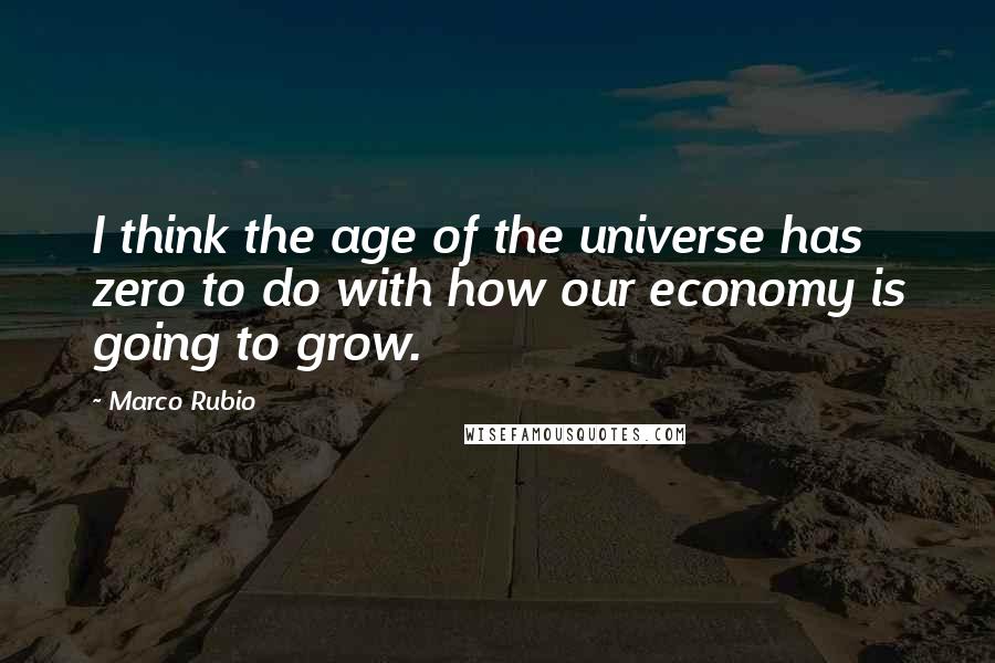 Marco Rubio Quotes: I think the age of the universe has zero to do with how our economy is going to grow.