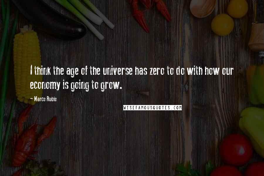 Marco Rubio Quotes: I think the age of the universe has zero to do with how our economy is going to grow.