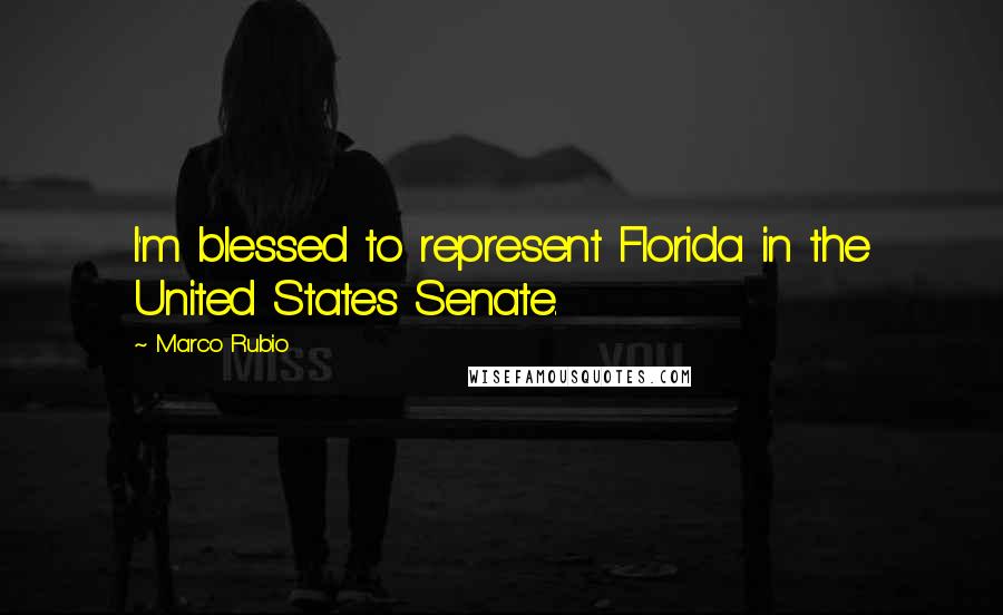 Marco Rubio Quotes: I'm blessed to represent Florida in the United States Senate.