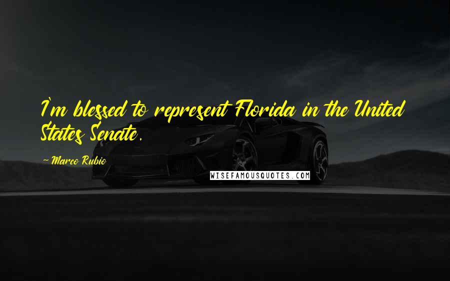 Marco Rubio Quotes: I'm blessed to represent Florida in the United States Senate.