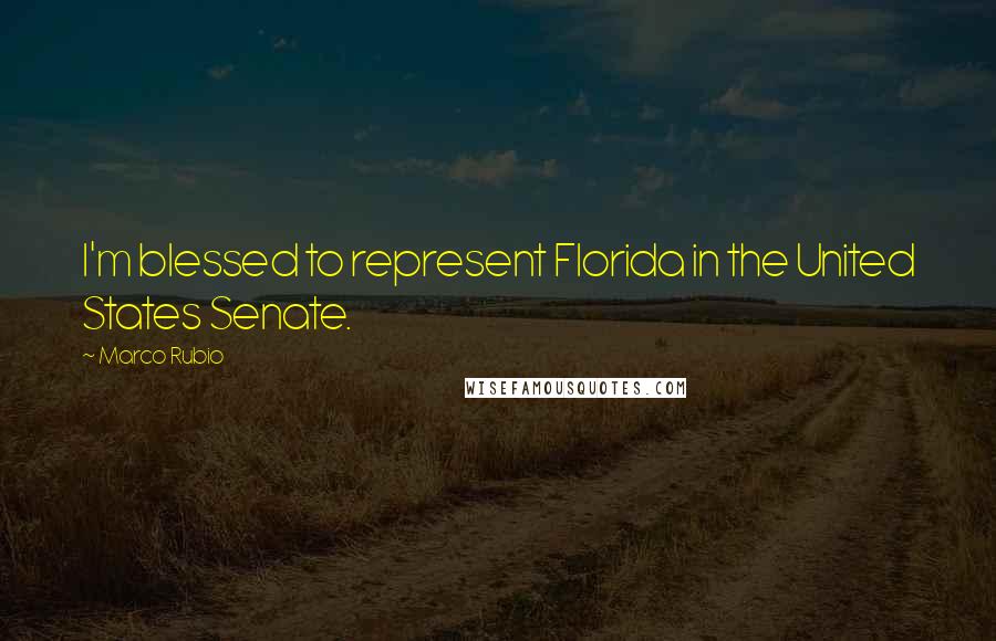 Marco Rubio Quotes: I'm blessed to represent Florida in the United States Senate.