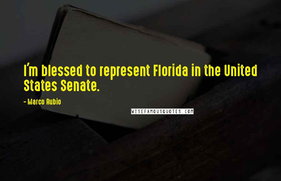 Marco Rubio Quotes: I'm blessed to represent Florida in the United States Senate.