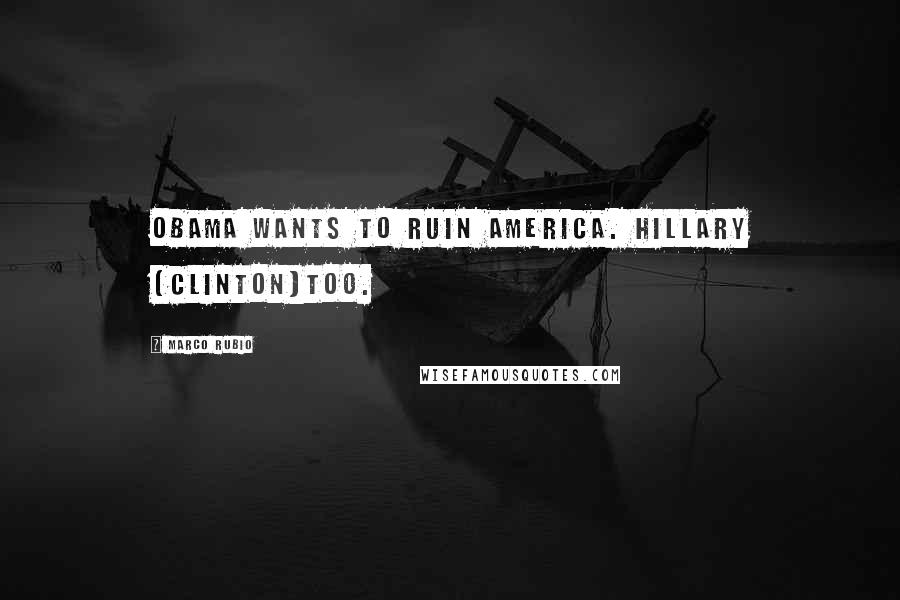 Marco Rubio Quotes: Obama wants to ruin America. Hillary [Clinton]too.