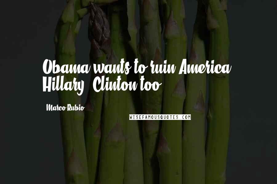 Marco Rubio Quotes: Obama wants to ruin America. Hillary [Clinton]too.
