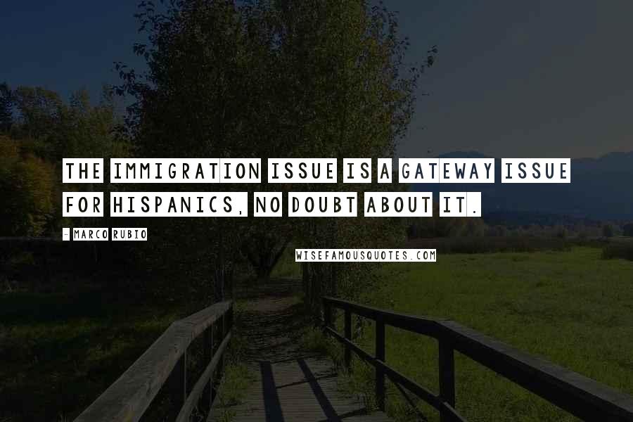 Marco Rubio Quotes: The immigration issue is a gateway issue for Hispanics, no doubt about it.