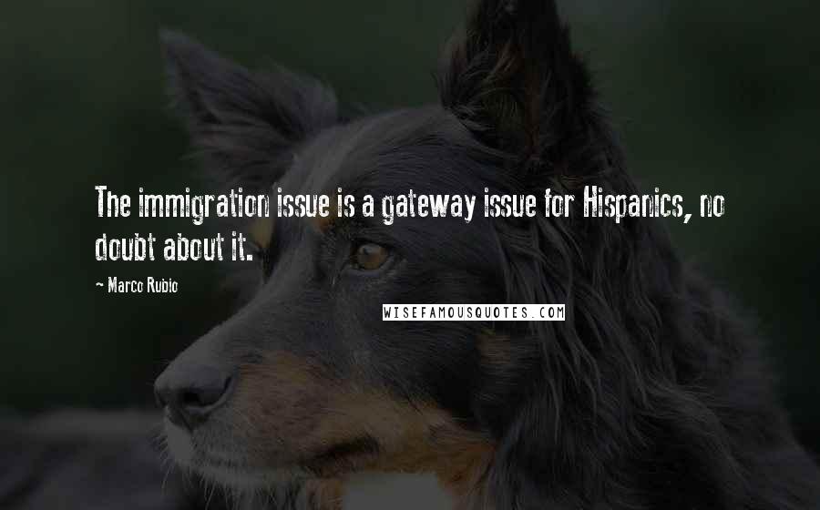 Marco Rubio Quotes: The immigration issue is a gateway issue for Hispanics, no doubt about it.