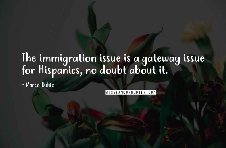Marco Rubio Quotes: The immigration issue is a gateway issue for Hispanics, no doubt about it.