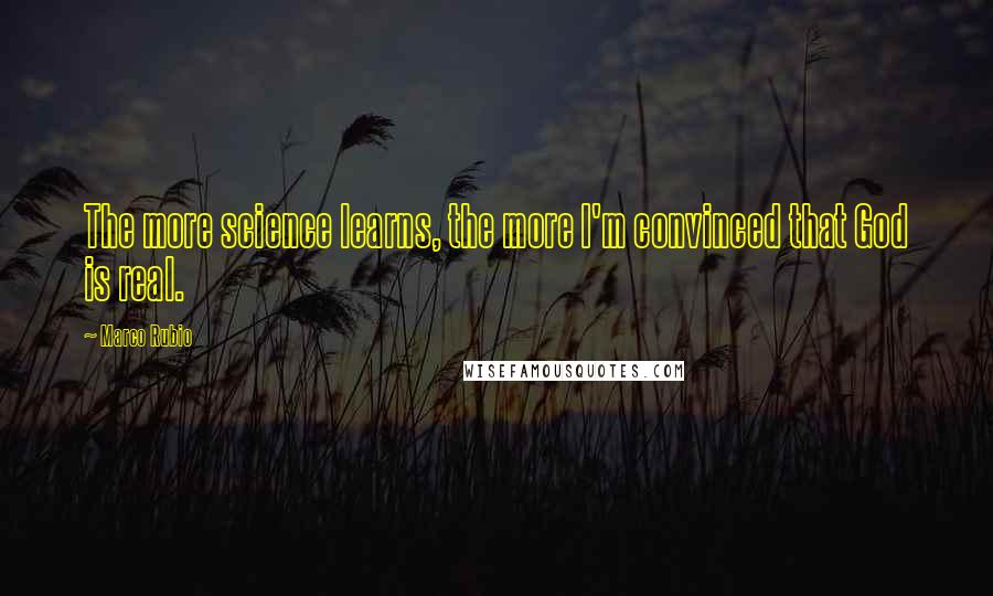 Marco Rubio Quotes: The more science learns, the more I'm convinced that God is real.