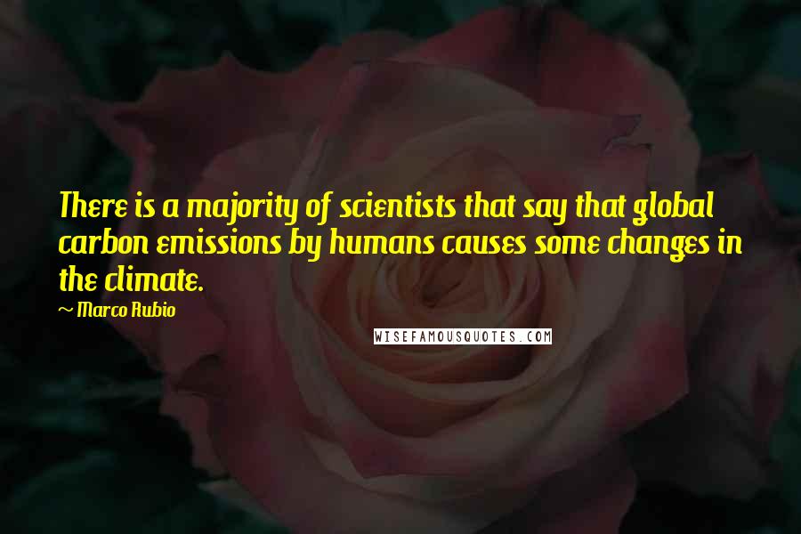 Marco Rubio Quotes: There is a majority of scientists that say that global carbon emissions by humans causes some changes in the climate.