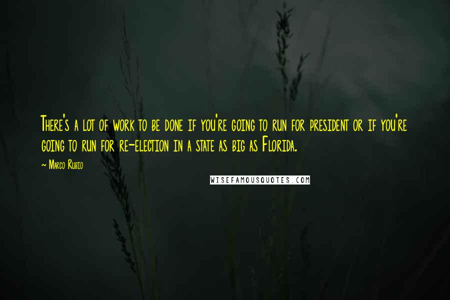 Marco Rubio Quotes: There's a lot of work to be done if you're going to run for president or if you're going to run for re-election in a state as big as Florida.