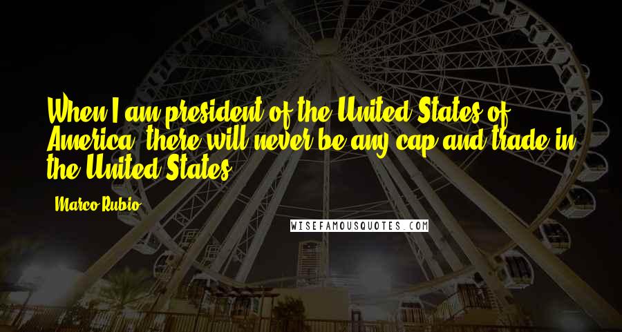 Marco Rubio Quotes: When I am president of the United States of America, there will never be any cap-and-trade in the United States.