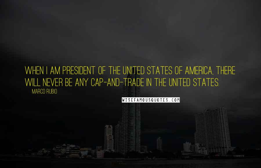 Marco Rubio Quotes: When I am president of the United States of America, there will never be any cap-and-trade in the United States.