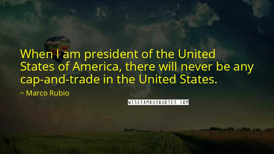 Marco Rubio Quotes: When I am president of the United States of America, there will never be any cap-and-trade in the United States.