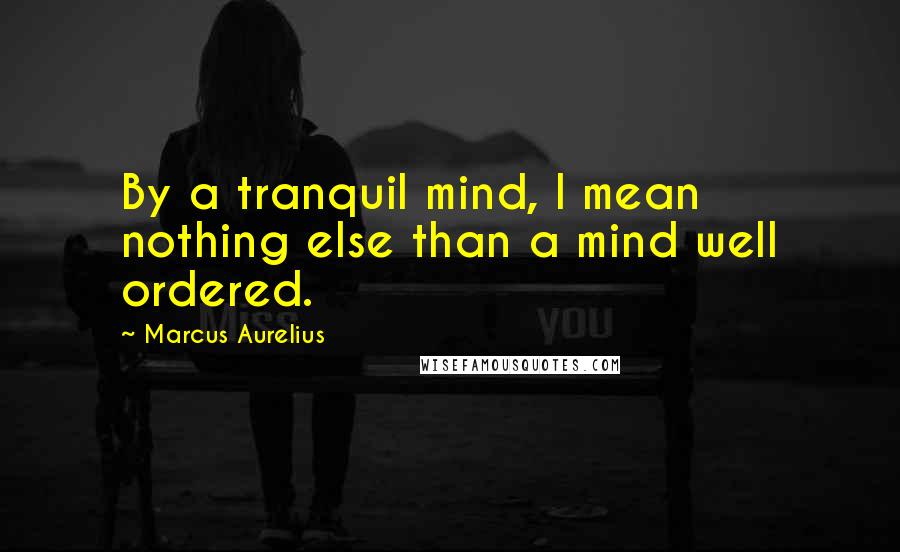 Marcus Aurelius Quotes: By a tranquil mind, I mean nothing else than a mind well ordered.