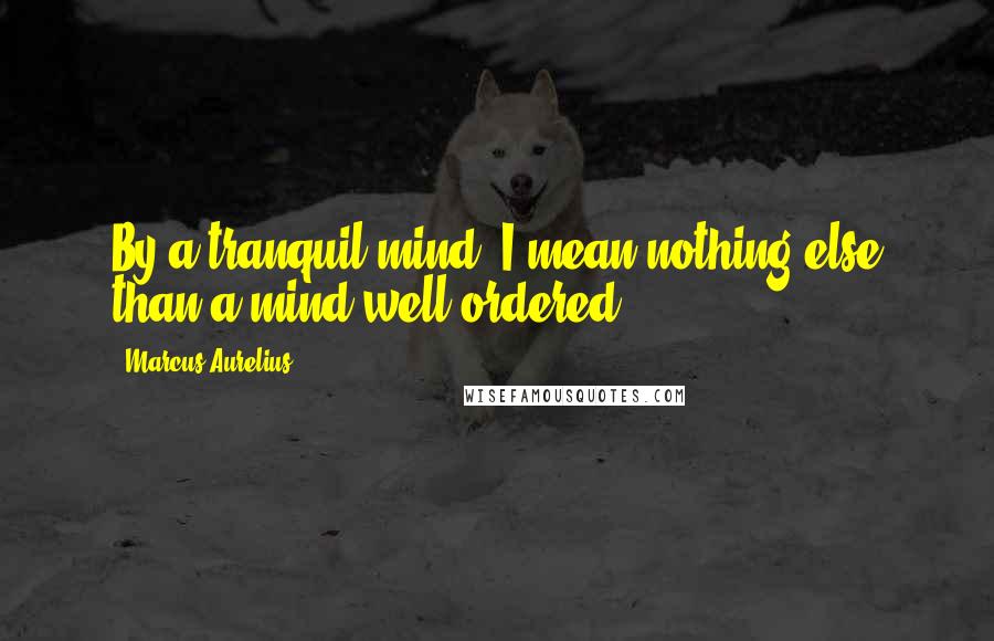 Marcus Aurelius Quotes: By a tranquil mind, I mean nothing else than a mind well ordered.