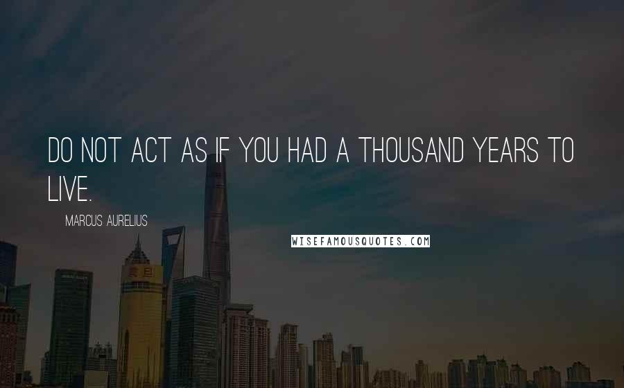 Marcus Aurelius Quotes: Do not act as if you had a thousand years to live.