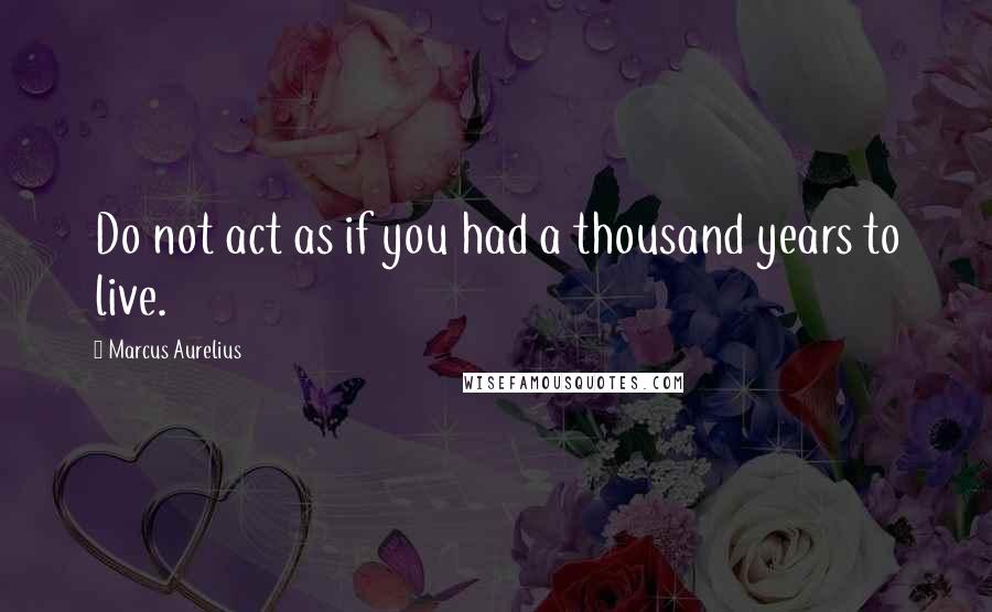 Marcus Aurelius Quotes: Do not act as if you had a thousand years to live.