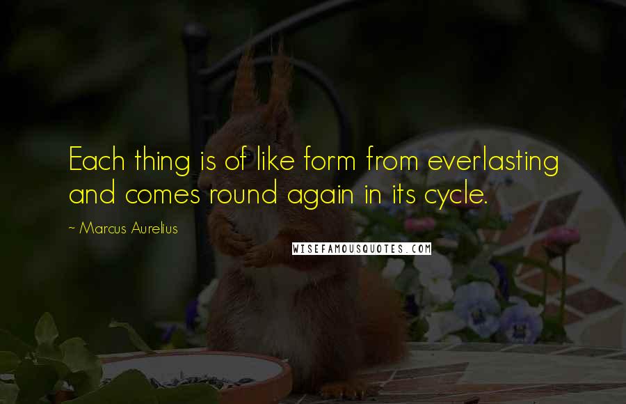 Marcus Aurelius Quotes: Each thing is of like form from everlasting and comes round again in its cycle.