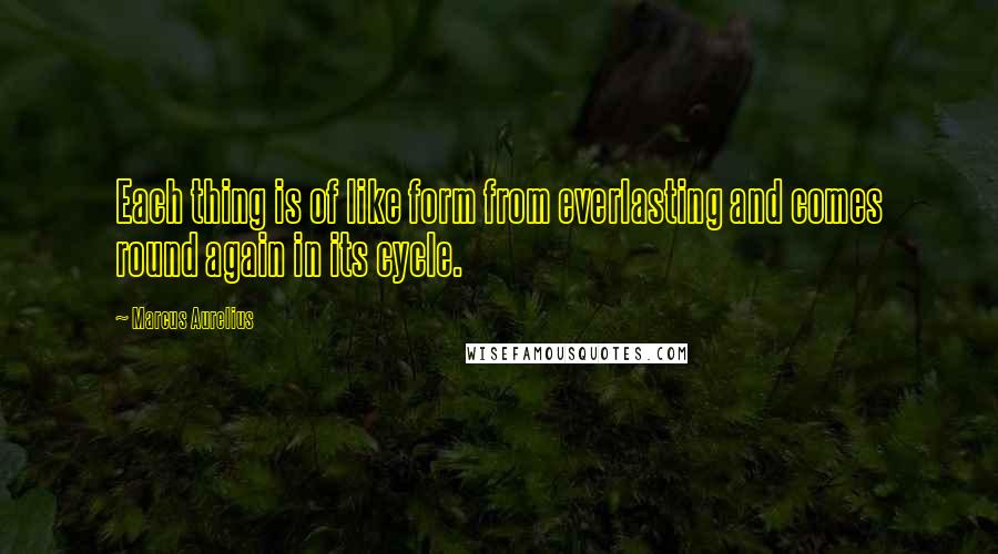 Marcus Aurelius Quotes: Each thing is of like form from everlasting and comes round again in its cycle.