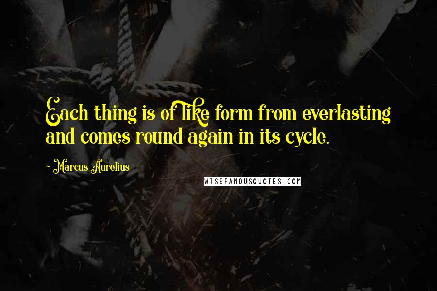 Marcus Aurelius Quotes: Each thing is of like form from everlasting and comes round again in its cycle.