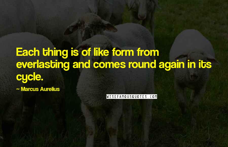 Marcus Aurelius Quotes: Each thing is of like form from everlasting and comes round again in its cycle.