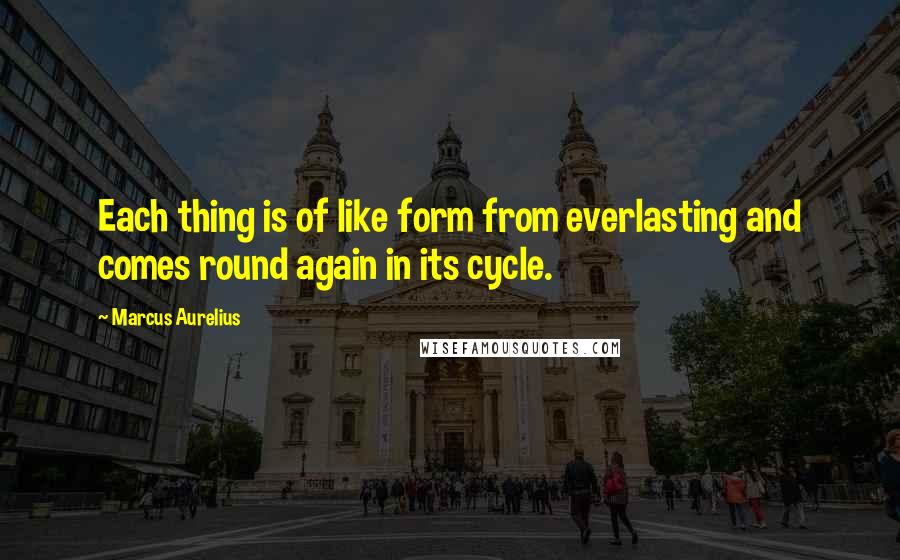Marcus Aurelius Quotes: Each thing is of like form from everlasting and comes round again in its cycle.