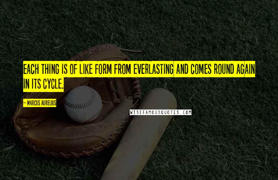 Marcus Aurelius Quotes: Each thing is of like form from everlasting and comes round again in its cycle.