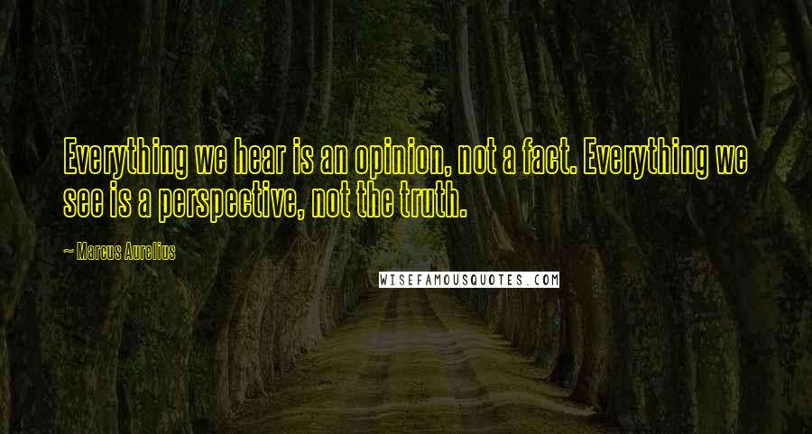 Marcus Aurelius Quotes: Everything we hear is an opinion, not a fact. Everything we see is a perspective, not the truth.