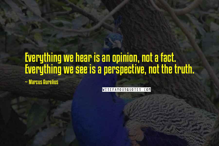 Marcus Aurelius Quotes: Everything we hear is an opinion, not a fact. Everything we see is a perspective, not the truth.
