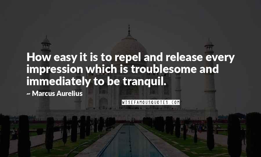 Marcus Aurelius Quotes: How easy it is to repel and release every impression which is troublesome and immediately to be tranquil.