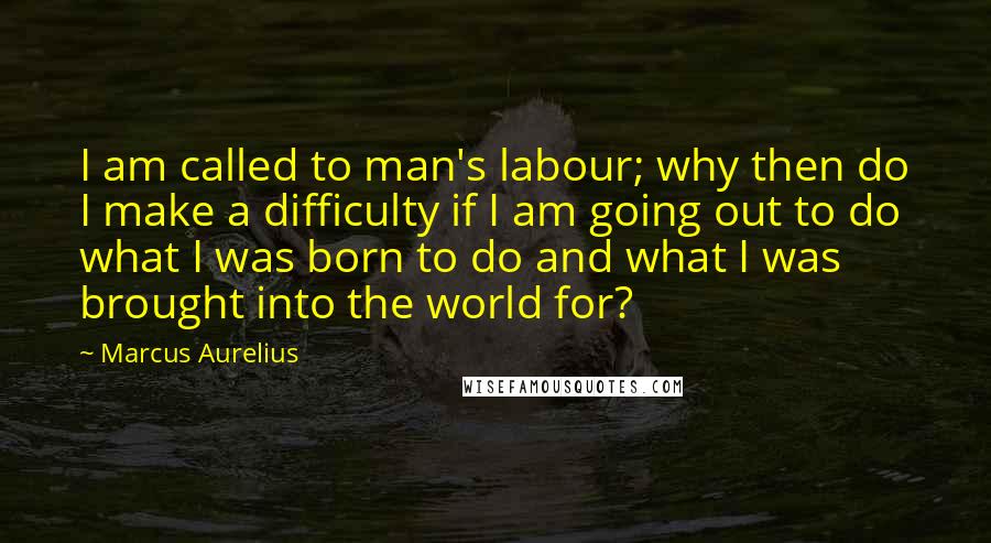 Marcus Aurelius Quotes: I am called to man's labour; why then do I make a difficulty if I am going out to do what I was born to do and what I was brought into the world for?