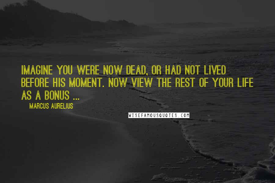 Marcus Aurelius Quotes: Imagine you were now dead, or had not lived before his moment. Now view the rest of your life as a bonus ...