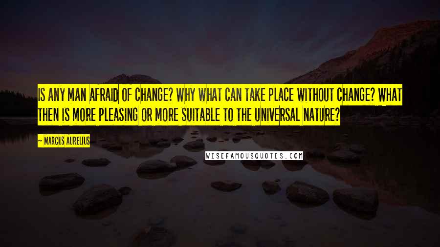 Marcus Aurelius Quotes: Is any man afraid of change? Why what can take place without change? What then is more pleasing or more suitable to the universal nature?