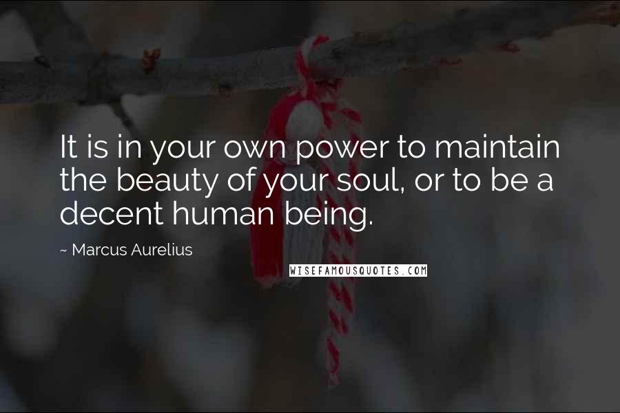 Marcus Aurelius Quotes: It is in your own power to maintain the beauty of your soul, or to be a decent human being.